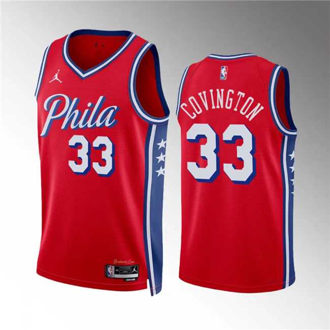 Men%27s Philadelphia 76ers #33 Robert Covington Red Statement Edition Stitched Jersey Dzhi